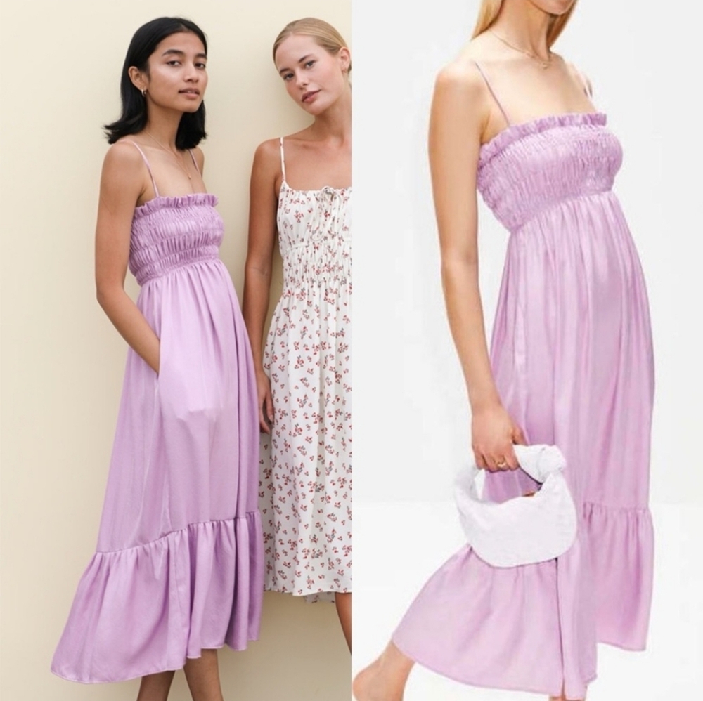Ciao Lucia Lavender Smocked Midi Dress